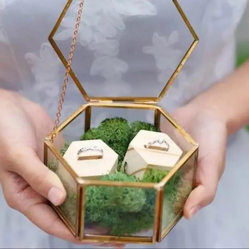 Скандинавский шестигранный прозрачный стеклянный колечко коробка для
