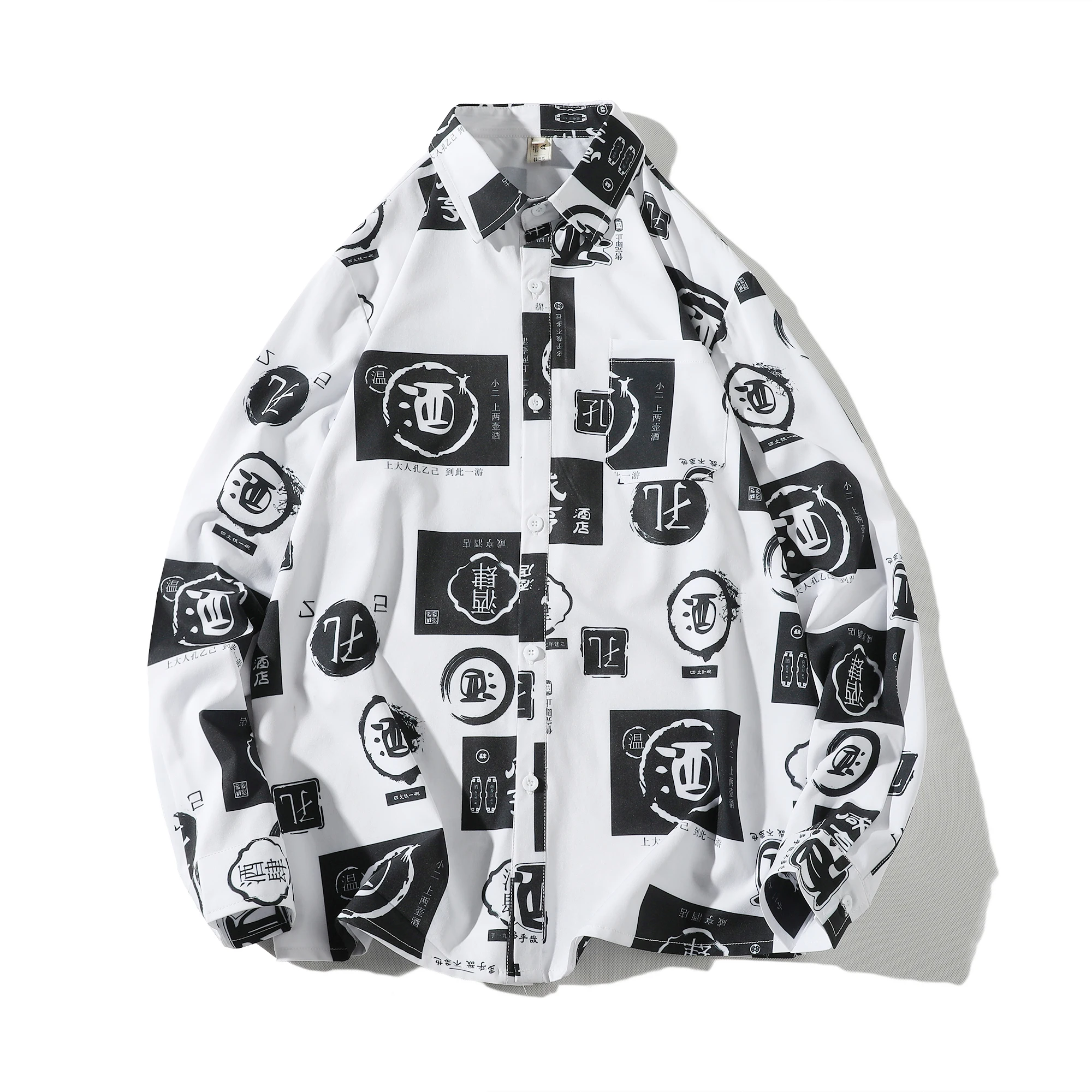 

Men's Shirts New Seasons Apply Printing Loose Large Size M-5XL Long-sleeved Shirt Flower Shirt Youth Casual Wear Shirt