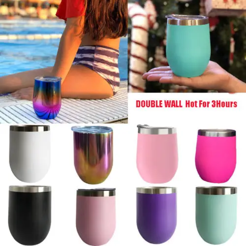 Xmas Gift Egg Cocktail Wine Glass Lid 12oz Stainless Steel Insulated Tumbler Drink Beer Cup With Bottle | Дом и сад