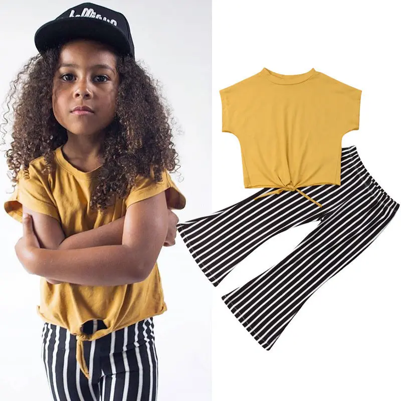 От 2 до 7 лет Модный комплект одежды для маленьких девочек однотонные свободные