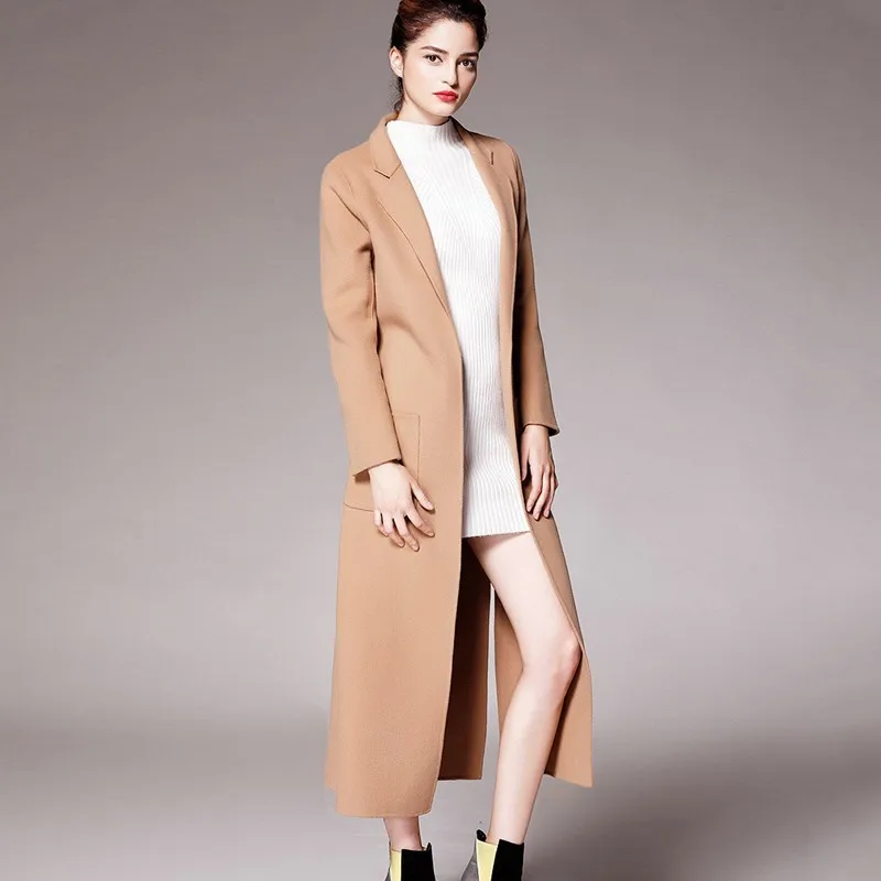

Noble Elegant Hand-sewn Parka New Double-faced Wool Coat Female Fashion Long Plus Size Woolen Overcoat Winter Jacket Women Ls233