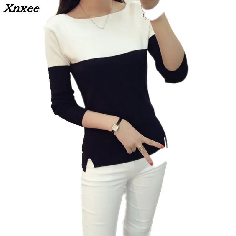 sweater pullovers female 2018 Women long sleeve Sweater High Elastic Knitted Split Sweaters Tricot Jumper Femme Xnxee | Женская одежда