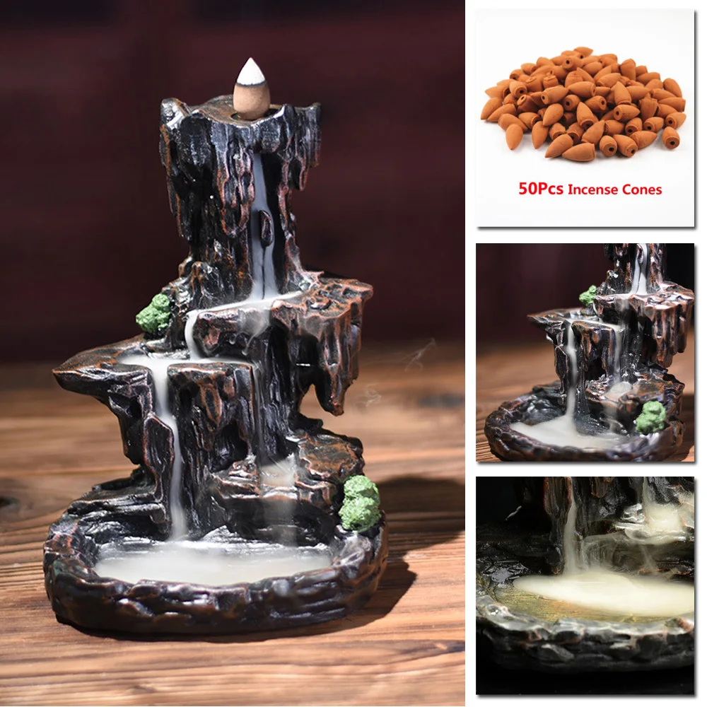 Смола в форме горы дым водопад обратного потока ладан горелка держатель домашний