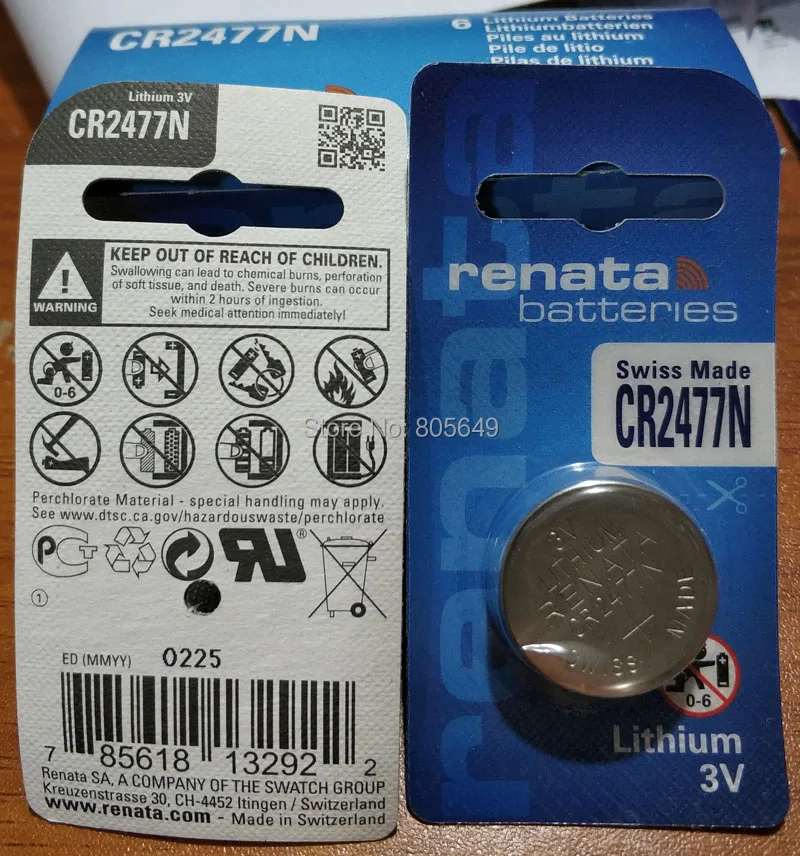 6 шт. 100% новый литиевый аккумулятор renata 2477 CR2477 CR 3v|Часовые батарейки| |