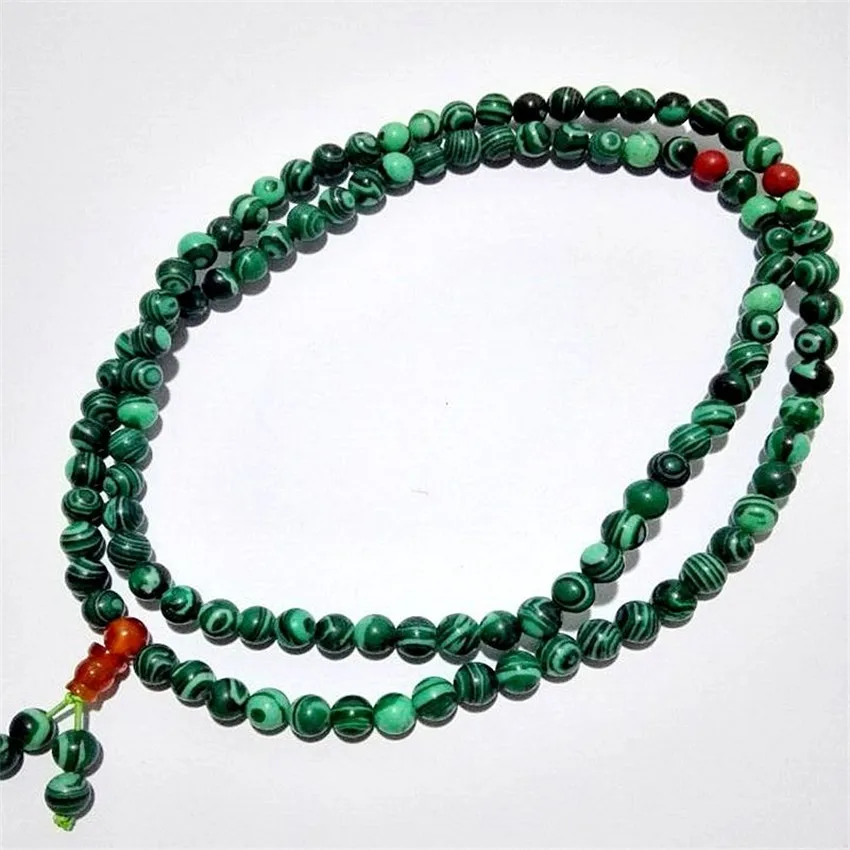 6 мм Малахит ожерелье из бусин камень энергии классические молиться Буддизм