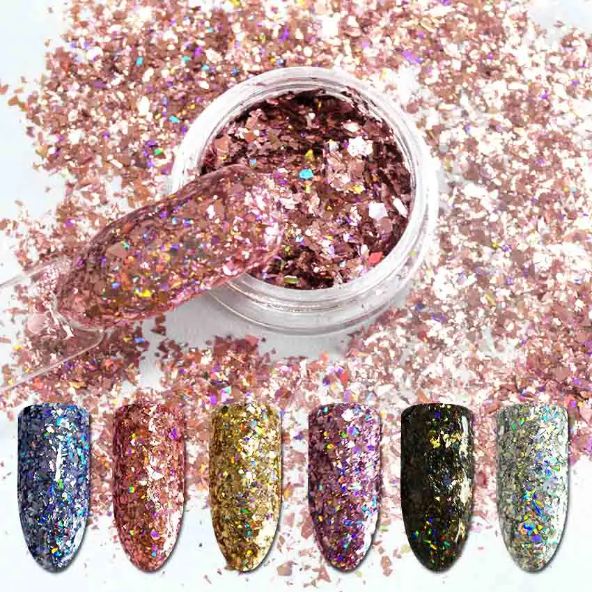Блестки для ногтей лазерные красочные сломанные блестки амулеты необычный