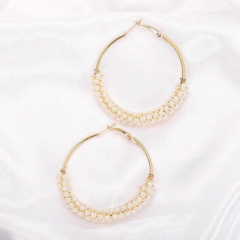 Новые жемчужные серьги кольца для Для женщин преувеличивает Oversize жемчуг Круглый
