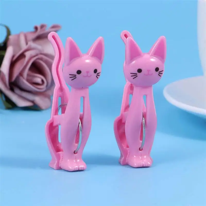 4 шт. пластиковые прищепки для белья с рисунком кота из мультфильма вешалки