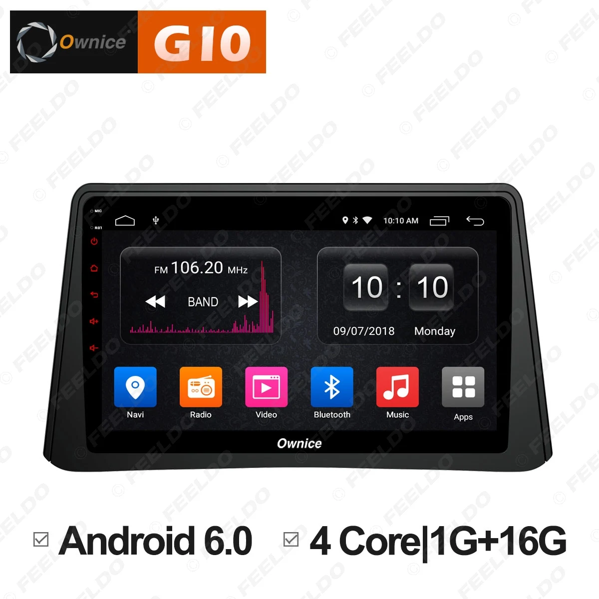 FEELDO 9 &quotAndroid 6 0 4 ядерный/DDR3 1G/16G/поддержка 4G ключ автомобильный медиаплеер с GPS/FM/AM