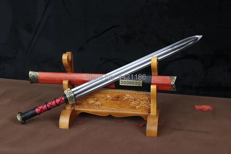 Красное дерево Saya Китайский Меч фехтовальщика Han jian Высокоуглеродистая сталь