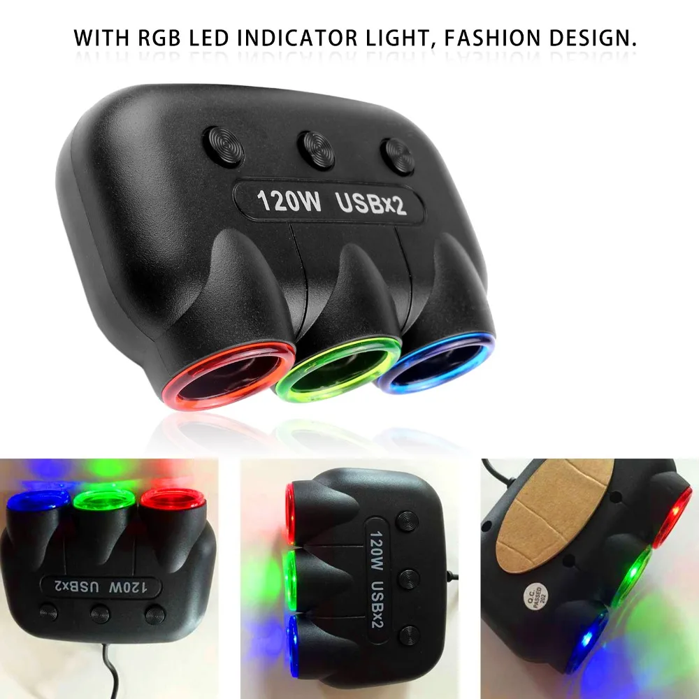 Powstro 12V 24V Автомобильное зарядное устройство с двумя портами USB 5V/2.1A мобильный