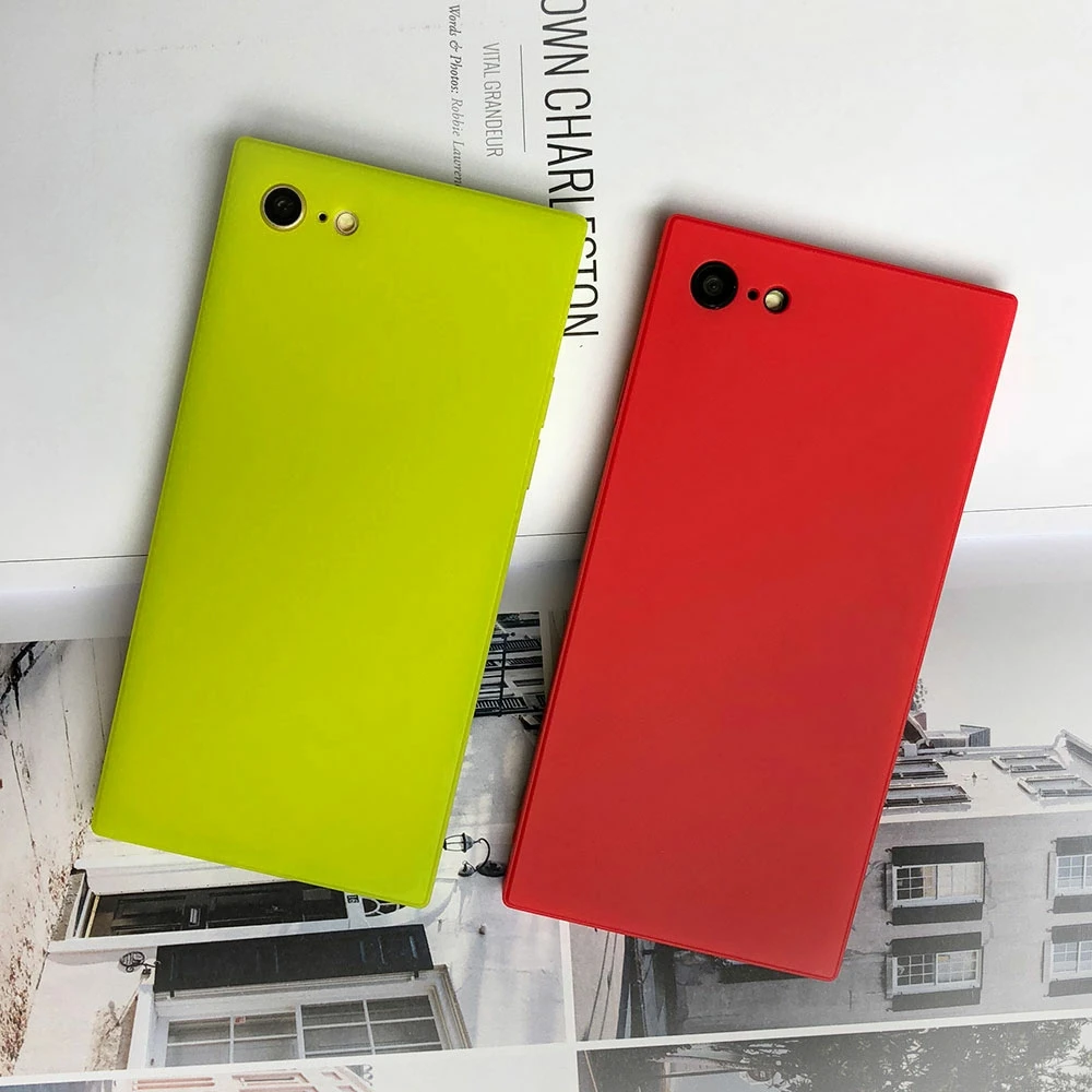 KISSCASE яркие квадратные чехлы для телефонов iPhone X Xs чехол 6 S 7 8 Plus силиконовый мягкий