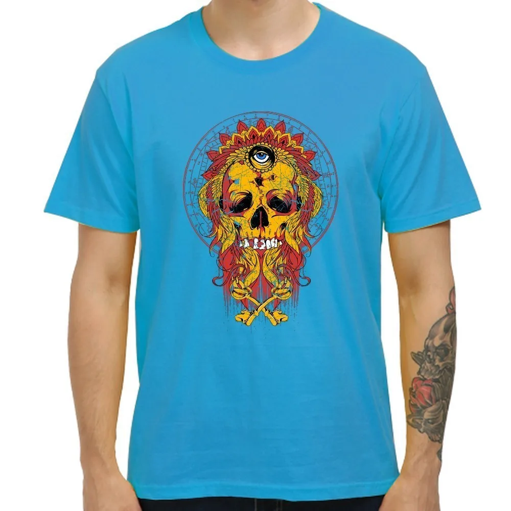 3D Printed Casual Men Tee Shirt Homme Cool Hip-Pop Eye Skull Print T-shirts 100% Pure Cotton Summer Tops Short Sleeve | Мужская одежда