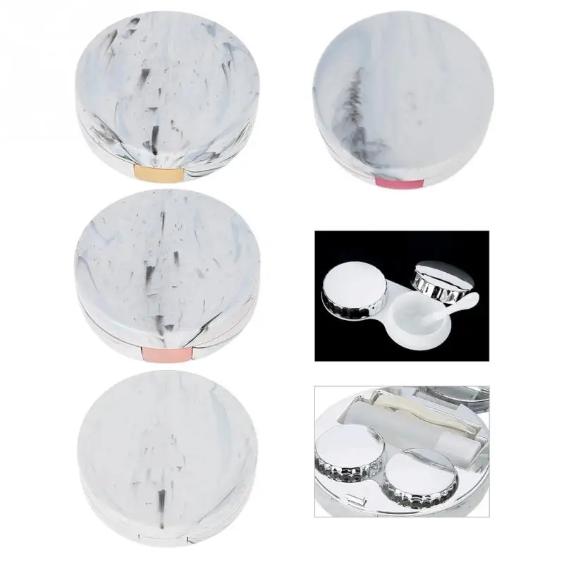 4 цвета контактные линзы замачивающий чехол портативный пластиковый мраморный