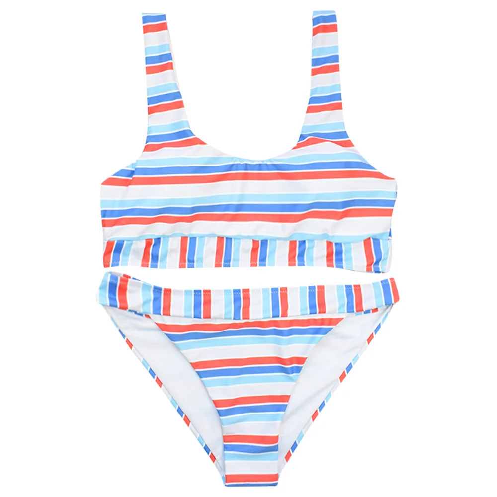 Глубокий круглый вырез открытая спина мягкий красочные полосы печати с низкой