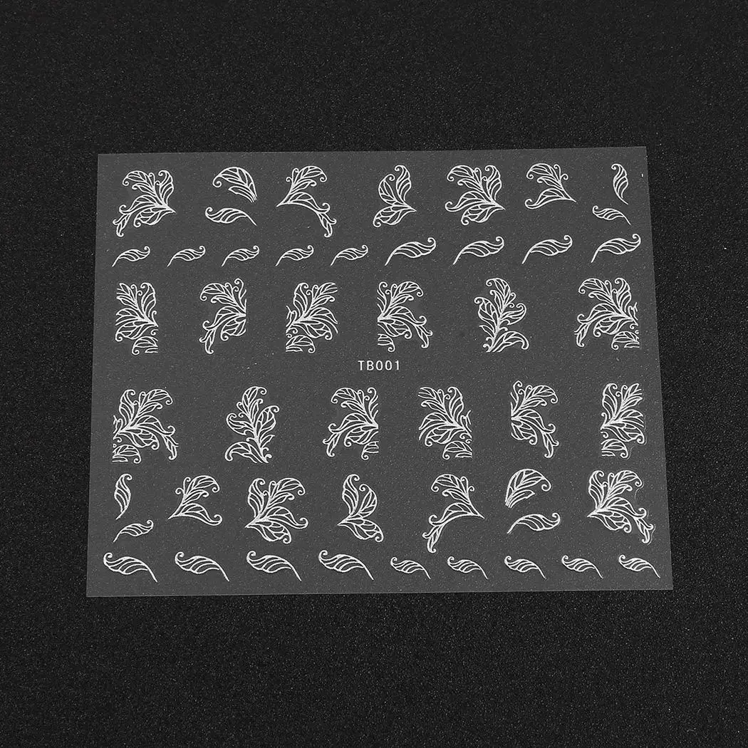 Новый для женщин модный дизайн ногтей Маникюр 3D украшения листья Блеск Серебро