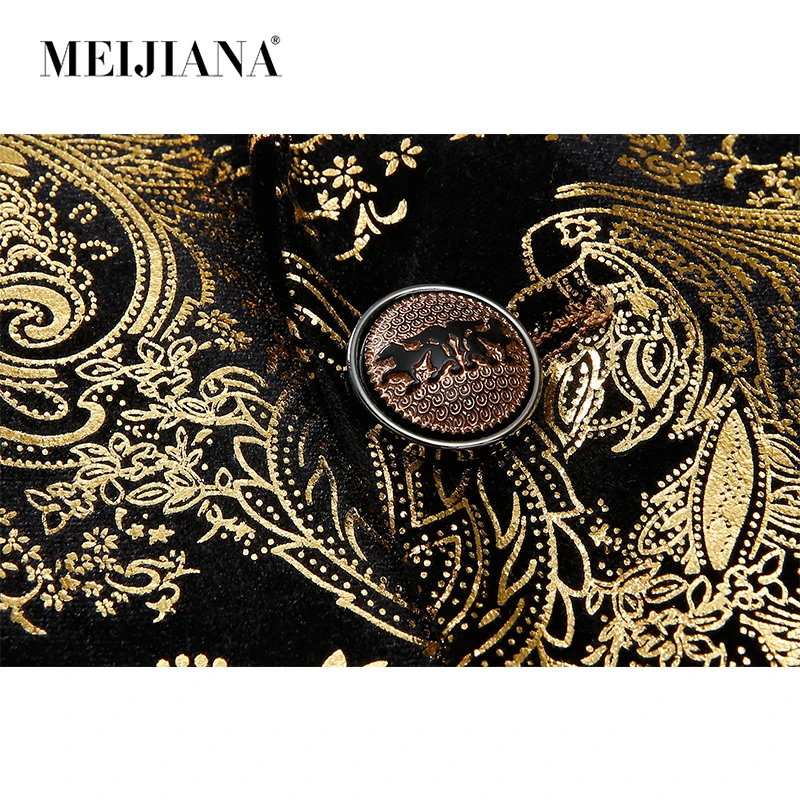 Men Suit Sale Hot Wedding Party Gold Luxury Blazer Dress MEIJIANA Fashion Jacket 2018 Single breasted | Мужская одежда
