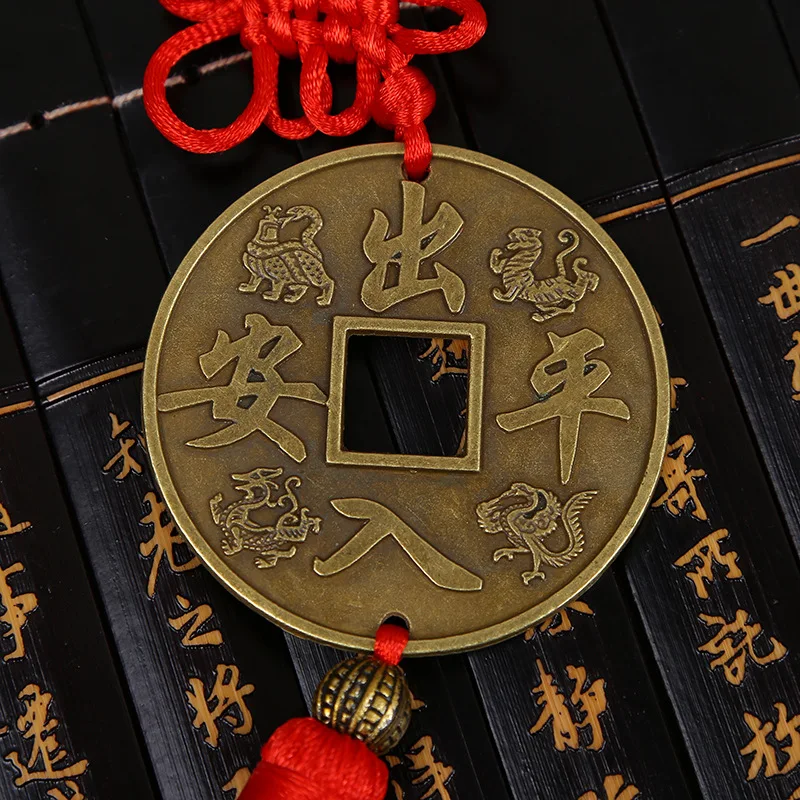 10 шт. полиэстеровые узлы китайской мотни удачи медная монета бахрома благословение подарки отделка подвеска украшение для дома.