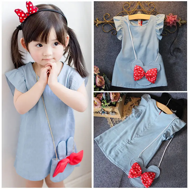 Pudcoco Baby Kids Girl Dress Cute Mouse Demin Gown Formal Party Dresses Casual Clothes | Детская одежда и обувь