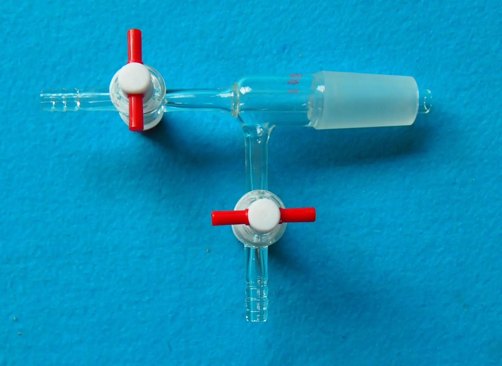 24/40 Glass Vacuum Transfer Adapter Two PTFE Stopcock Lab Chemistry Glassware | Канцтовары для офиса и дома