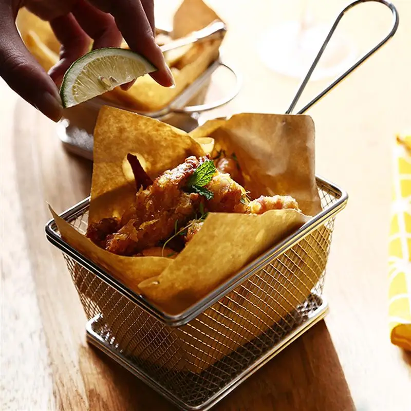 Stainless Steel Mini Frying Basket Strainer Food Colander for Potatoes Chips French Fries Chicken Wings