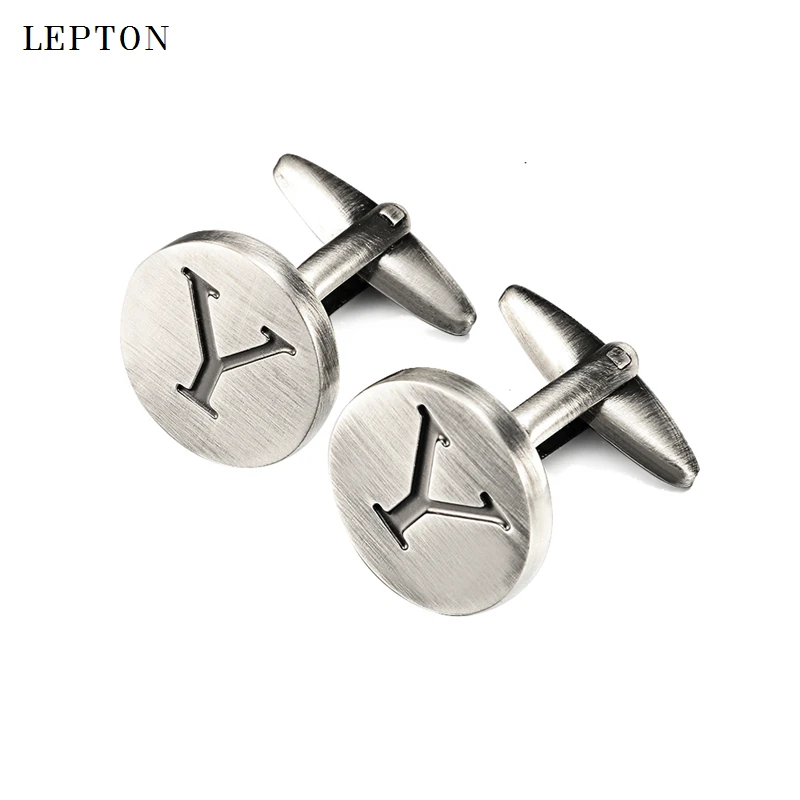 Lepton Letters of an alphabet Y Cufflinks For Mens Classic Antique Silver plated cuff links Men shirt cuffs Cufflink | Украшения и