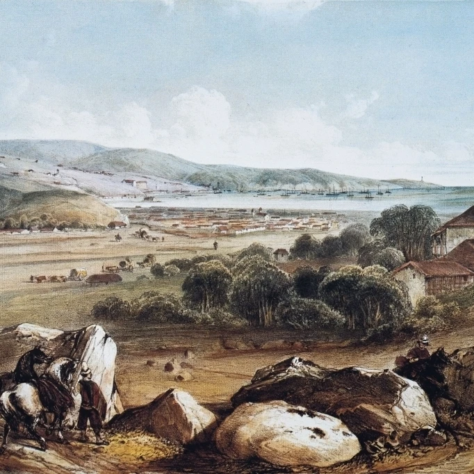 Чили (1854). Valparae_so. Литография. O Aisa/Everett Collection (48019) постер печать (36x24)|Таблички и