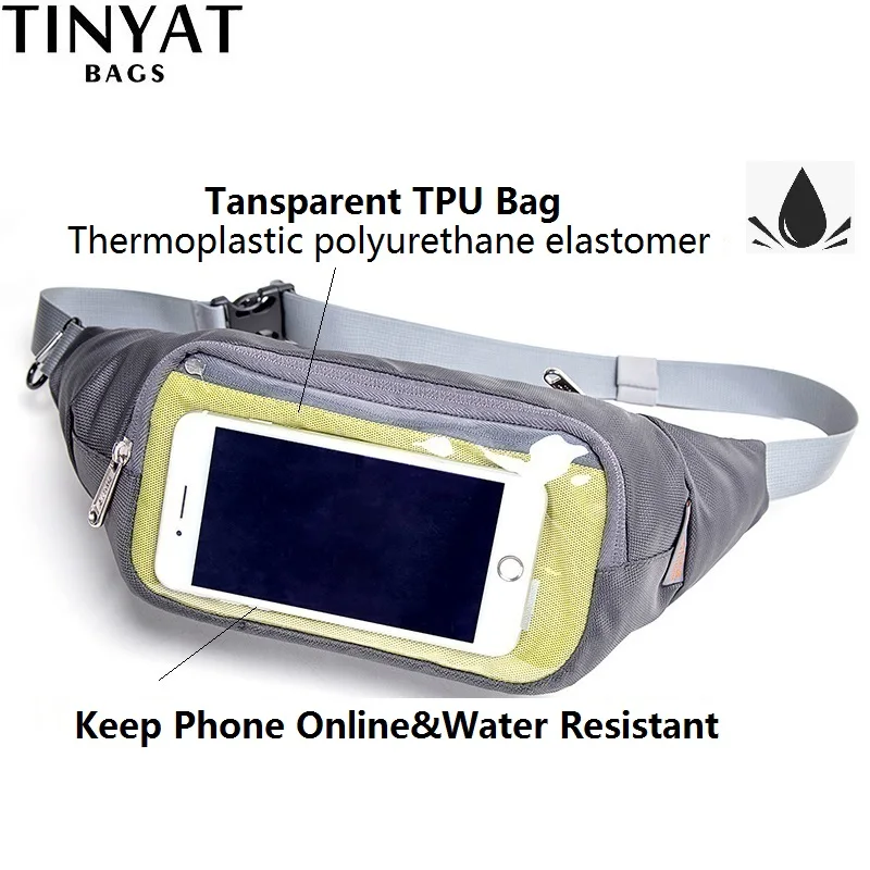 TINYAT мужская сумка пояс Водонепроницаемая дорожная для ремня Повседневная легкая