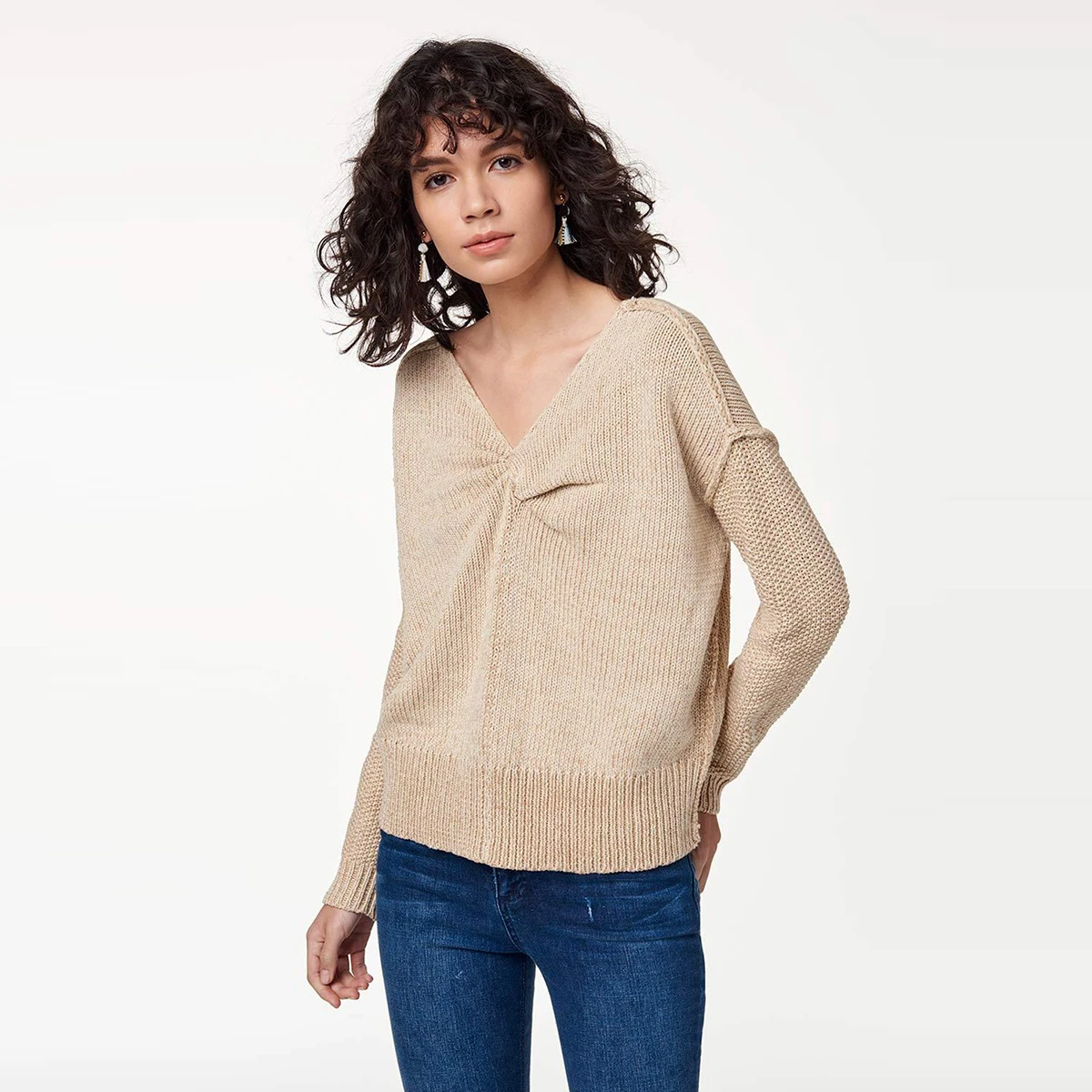 HDY AHAODUOYI Simple And Versatile Two-piece Tops Design V-neck Kink For Casual Wear Short Sweater | Женская одежда