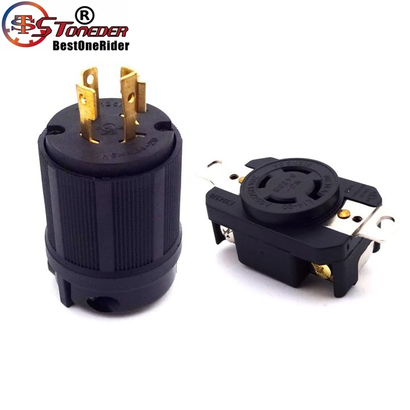 STONEDER 4 зубец штепсель с поворотным замком гнездо 20A MP 125V 250V NEMA L14-20R UL утверждение