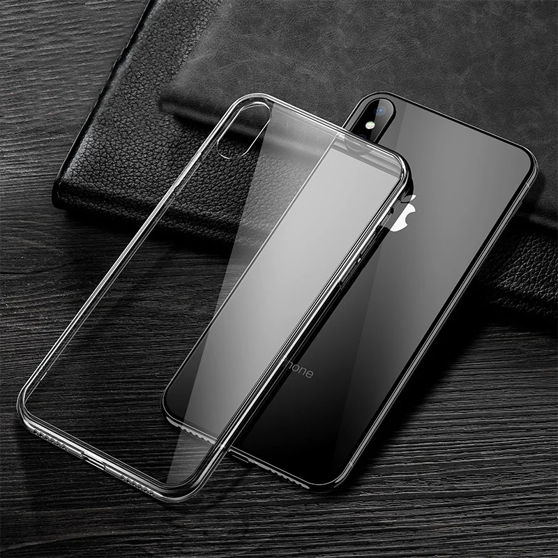 Bakeey прозрачный чехол из закаленного стекла для телефона iPhone XS Max 6D мягкий