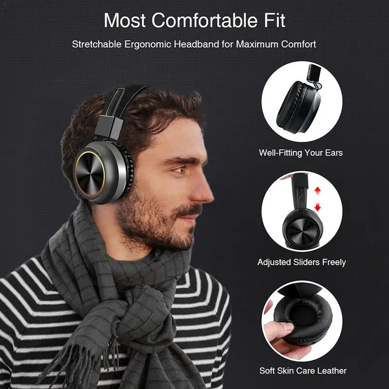 Bluetooth наушники светодиодный цветной складной беспроводной стерео карты