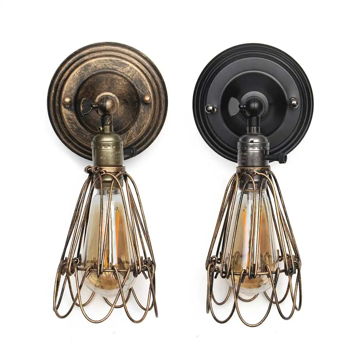 

Vintage Loft Industrial Wind Wall Light Retro Small Iron Cage Wall Lamp bedside Lamps For Restaurant Kitchen Bedroom
