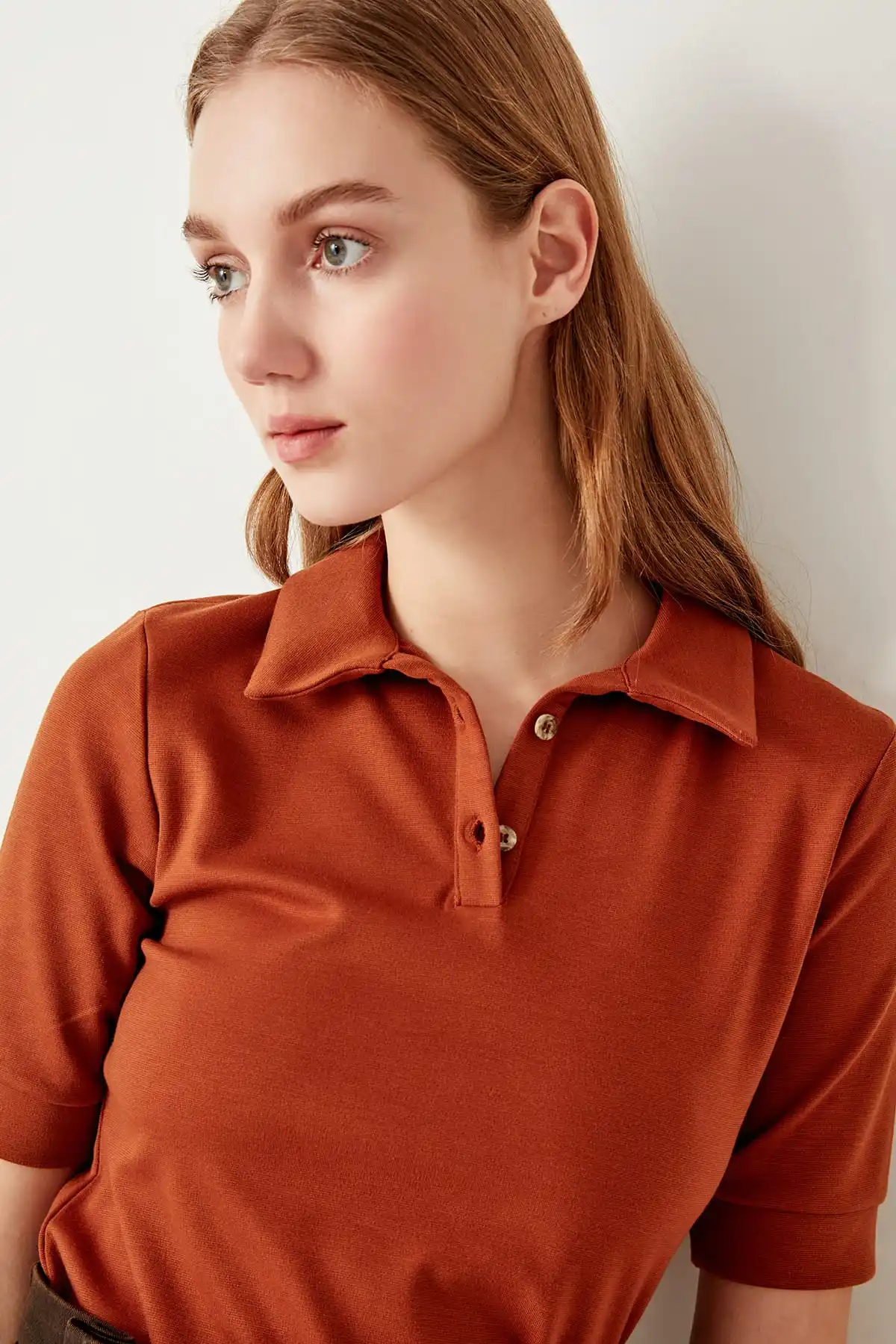 Трикотажные футболки поло Trendyol Cinnamon TCLSS19OS0006|Футболки| |