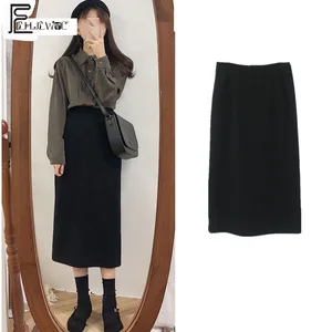2019 Spring High Waist Skirts Hot Sales Women Korean Style Clothes Design Cute Sweet Preppy Girls Lady Vintage Black Skirt Long