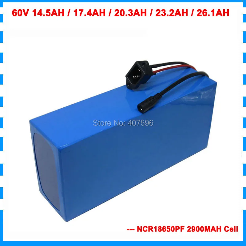 60 V, фара для электровелосипеда в батарея 60V 14.5AH 17.4AH 20.3AH 23.2AH 26.1AH литиевая батарея для panasonic 2900 мАч с BMS 2A Зарядное устройство
