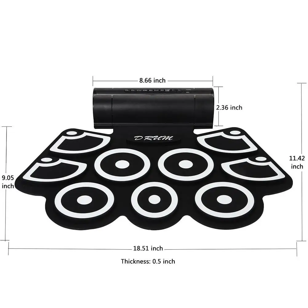 Портативный Электрический барабан набор 9 силиконовых подушек USB электронных