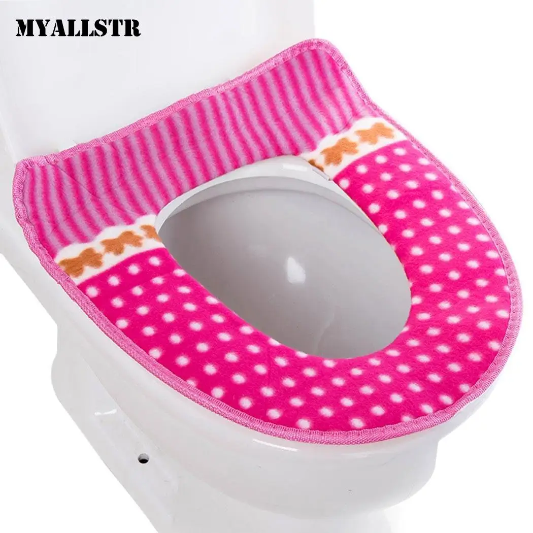 Pad pattern Seat Top toilet Bathroom Cover and Washable stripe Closestool Dot Warmer Toilet cover Soft Stripe | Дом и сад