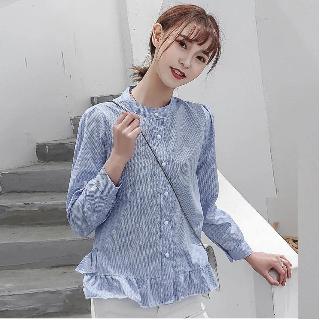 Womens Long Sleeve Ruffle Plaid Shirts 2019 Fashion Cute Tops And Blouses Plus Size Ladies Top Clothes Loose Blusas Feminine | Женская