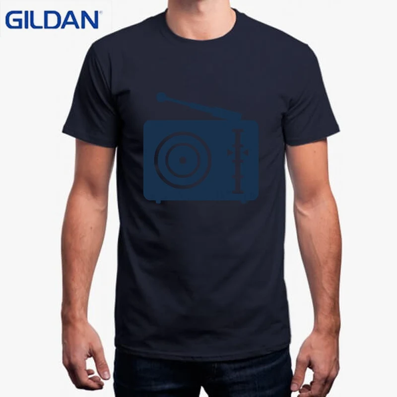 Новый стиль футболка Бренд Gildan Camisas радио символ синий Мужская Классическая Imprime