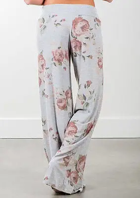 2018 Модные женские летние свободные брюки с широкими штанинами цветочным принтом