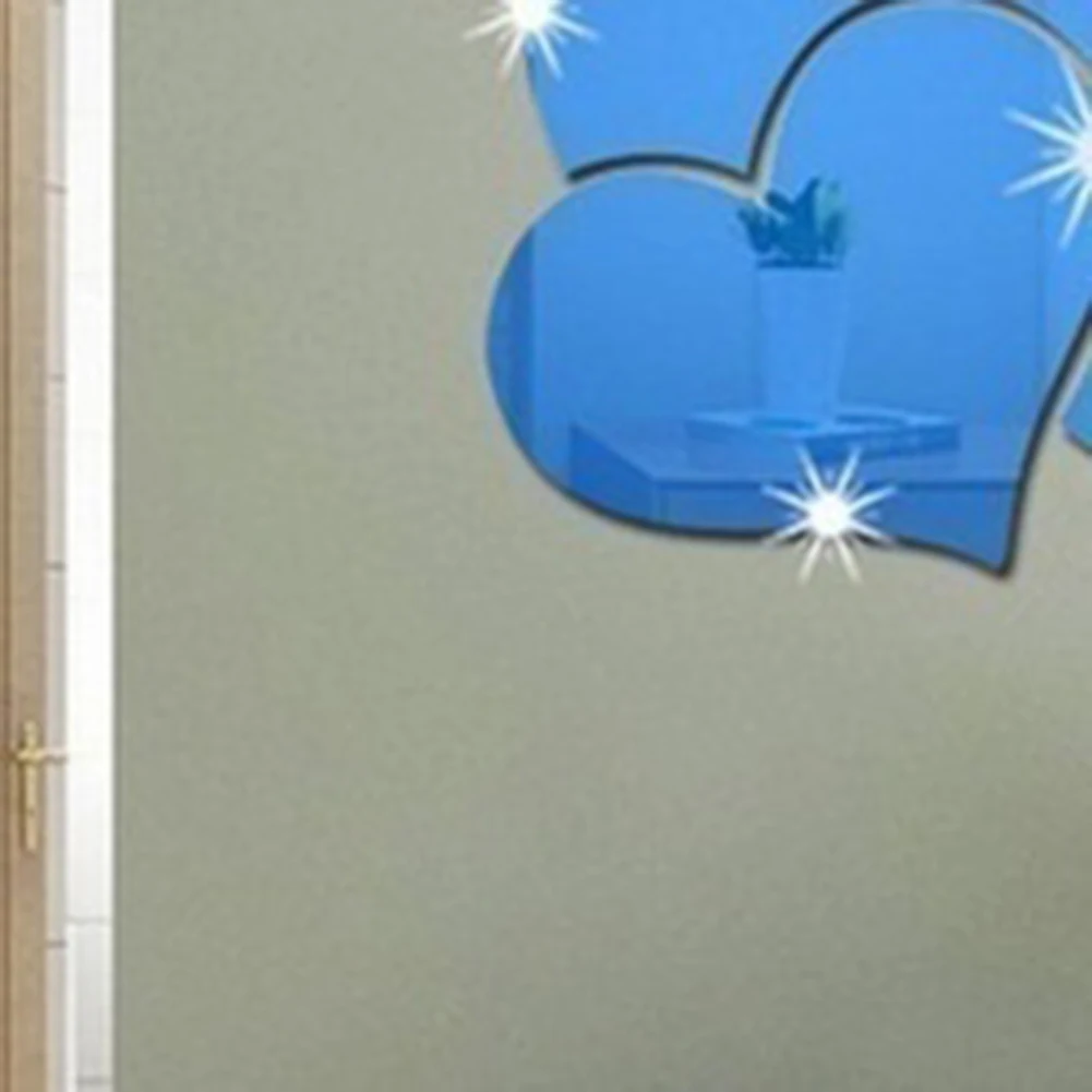 10Pcs Creative Romantic Love Heart 3D Mirror Effect Wall Art Sticker Decal Home Removable Stickers Decor For Living Room Bedroom | Дом и сад
