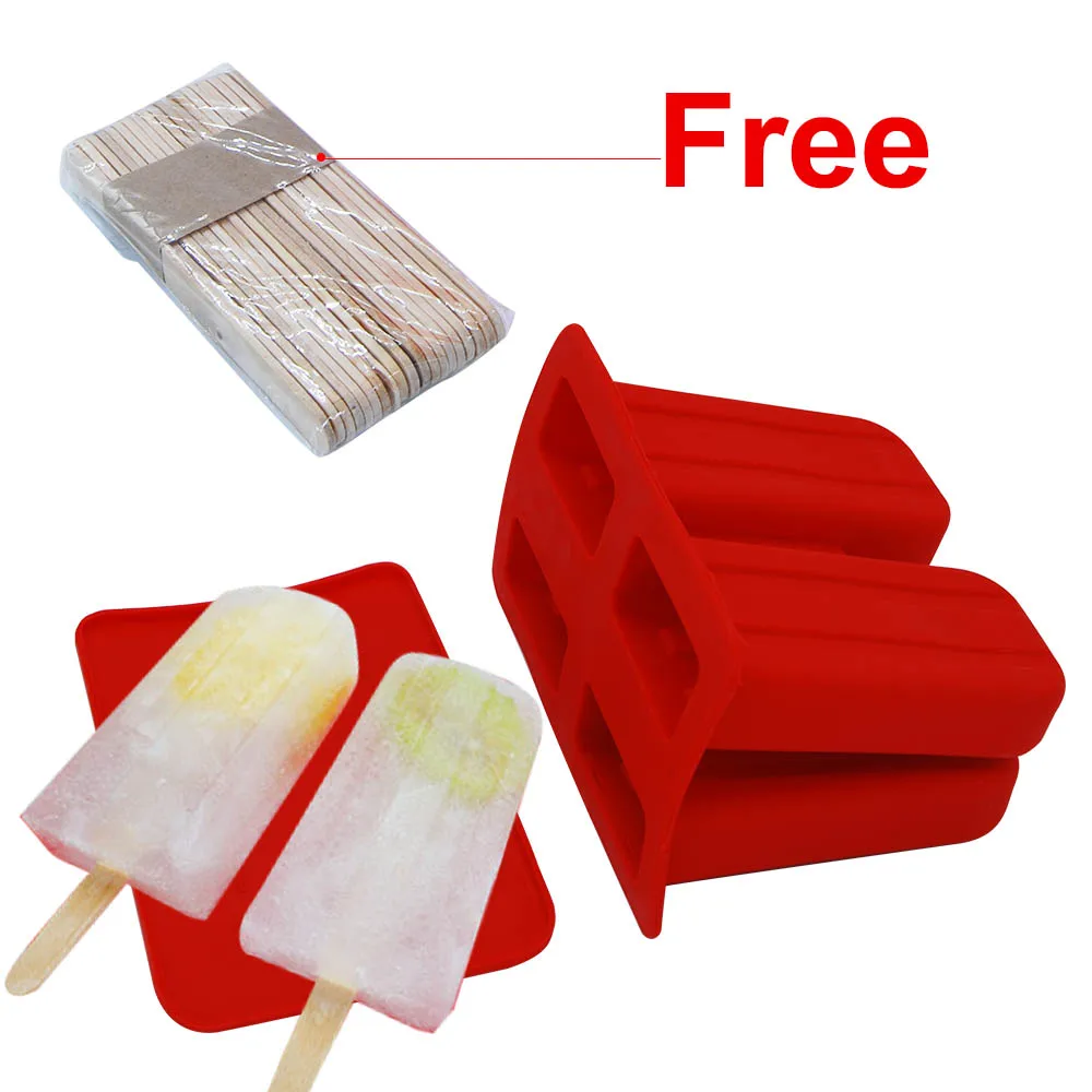 4 ячейки силиконовая форма для Фруктового мороженого на палочке DIY Мороженое