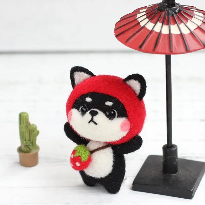 1Set Non Finished Wool Felt Poked DIY Firedog for Needle Material Bag | Дом и сад