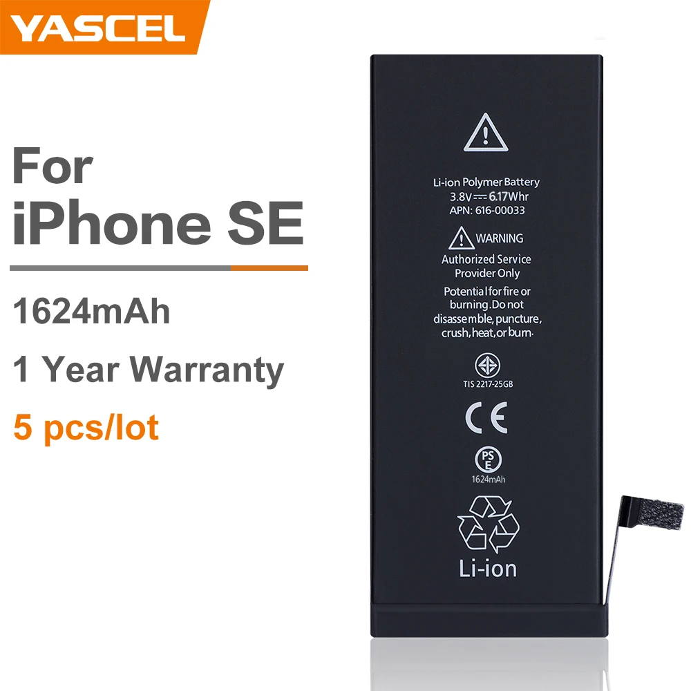 5 шт/партия 1624 mAh 3 8 V литий ионная Мобильная батарея для iPhone SE настоящая емкость