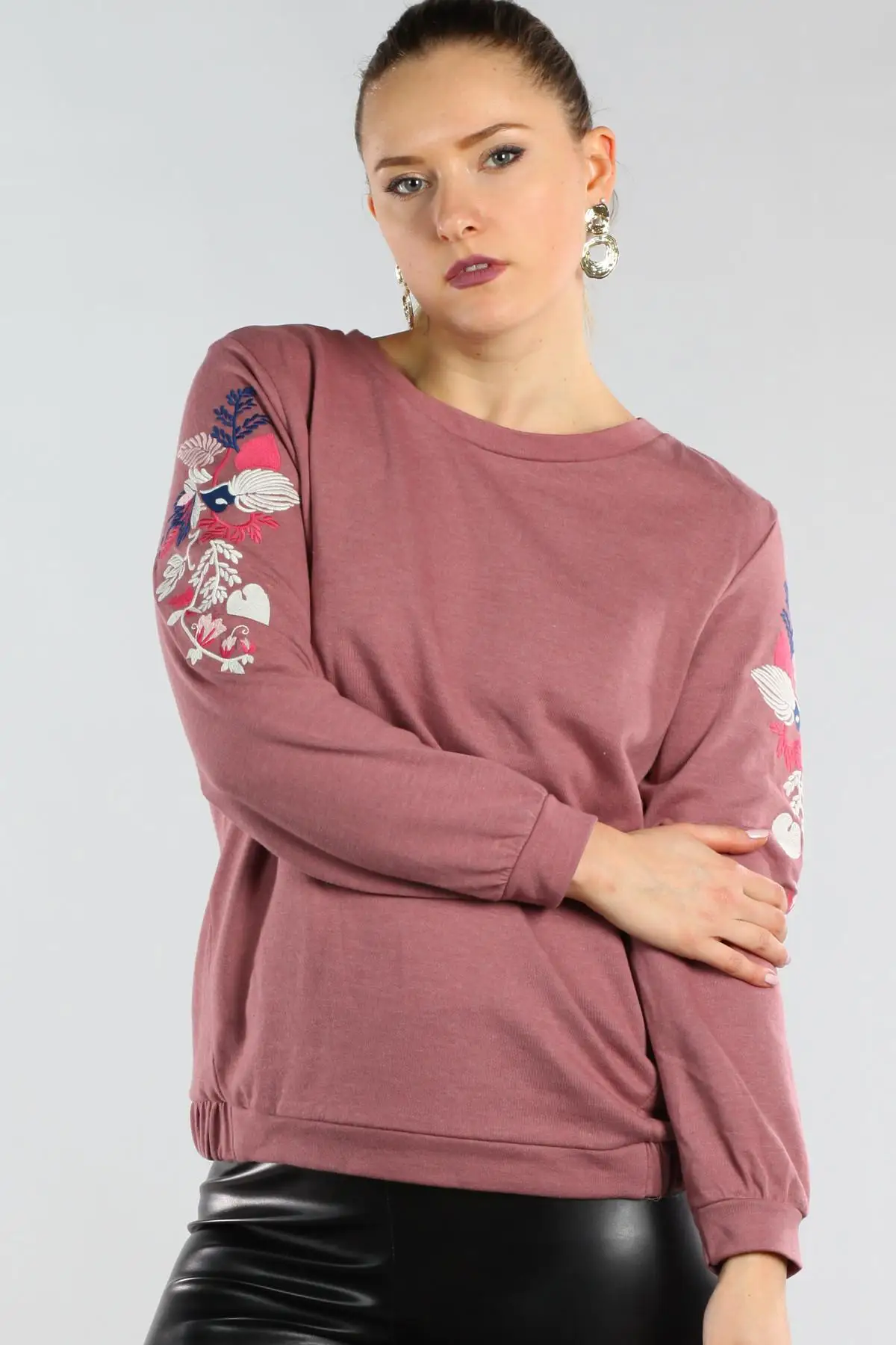 Sans Textile Женская толстовка с розами и ручками 65N10002|Женские толстовки свитшоты| |