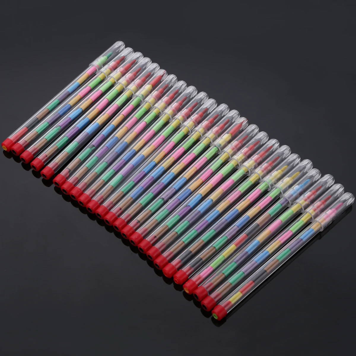 

24pcs Kids Swap Point Crayons Stacker Pencils Party Loot Bag Fillers Drawing Pen for Children Stationary Party Supply