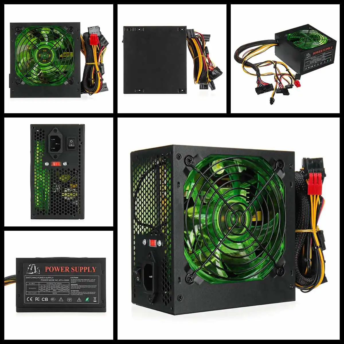 Блок питания 500 Вт 120 мм светодиодный вентилятор 24 контактный PCI SATA ATX 12 В блок для