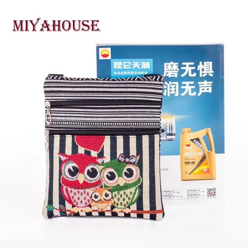 Сумка на плечо Miyahouse с вышивкой в виде совы женский мессенджер мультяшным принтом