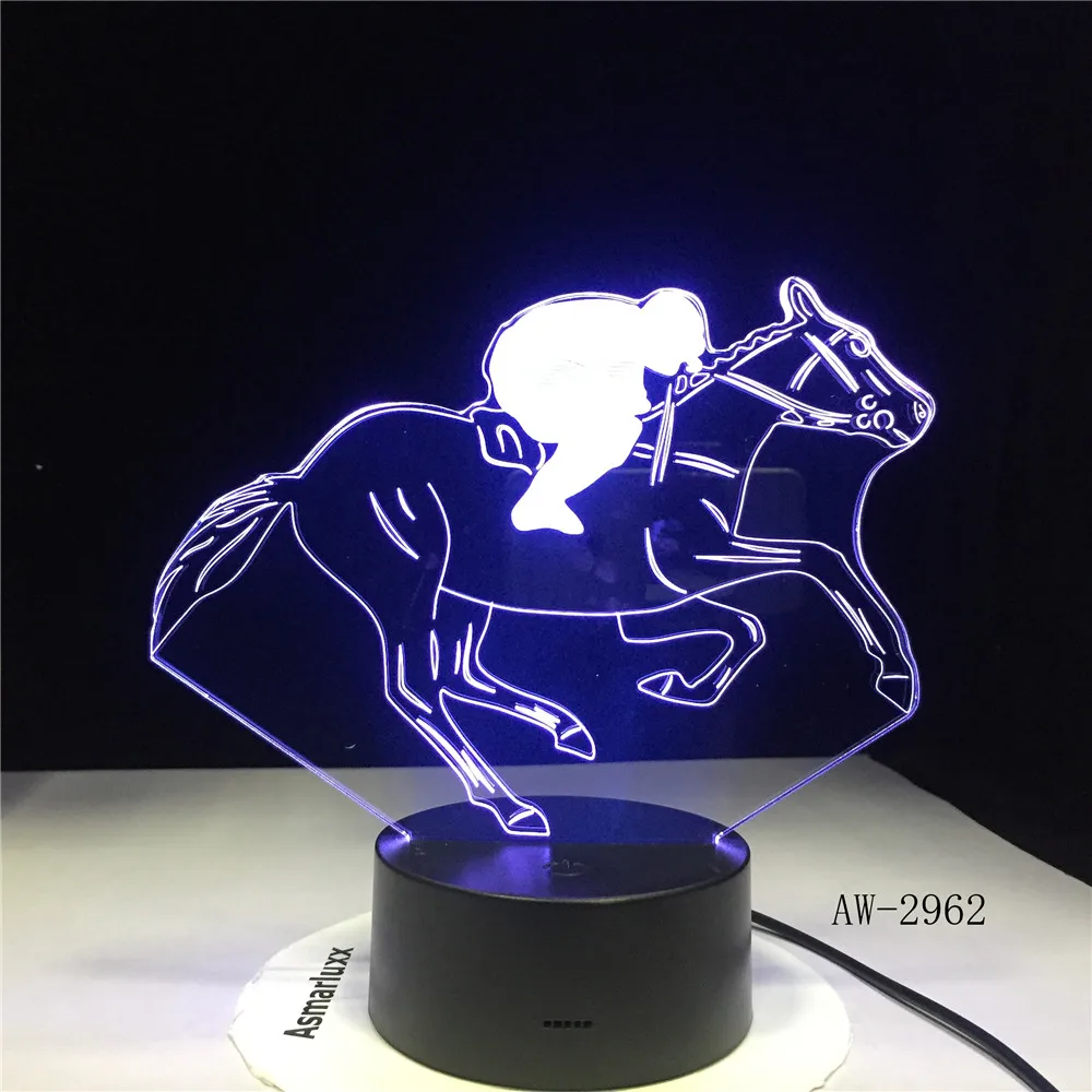 Horse Racing Model 3D Night Light USB Novelty Gifts 7 Colors Changing LED Desk Table Touch Base Lamp Kids Gift Dropship AW-2962 | Лампы и
